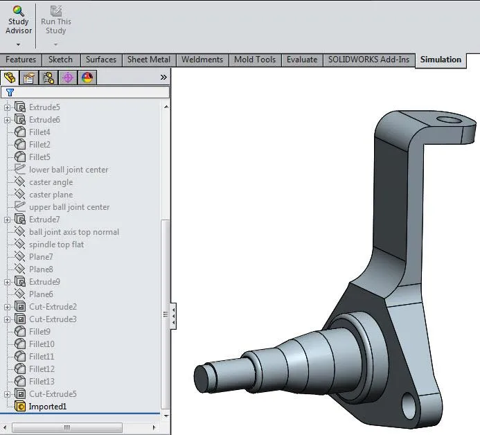 Feature Manager Design Tree in SOLIDWORKS Simulation