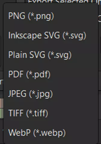 Available file formats when Exporting from Inkscape