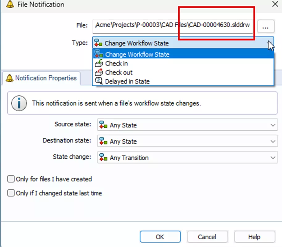 File Notifications in the SOLIDWORKS PDM Vault