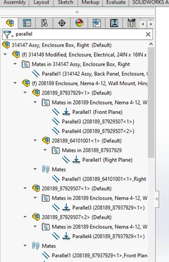 Filter SOLIDWORKS FeatureManager Assembly