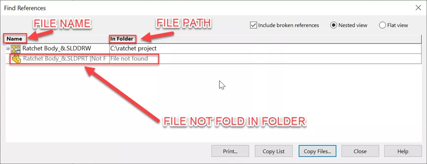 SOLIDWORKS File Not Found in Find References
