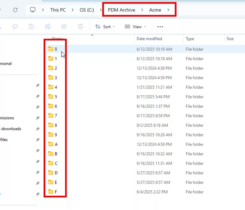 SOLIDWORKS PDM Archive Acme Folders