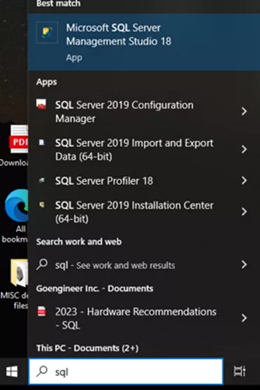 Find SQL Server Version via Windows Start Menu 