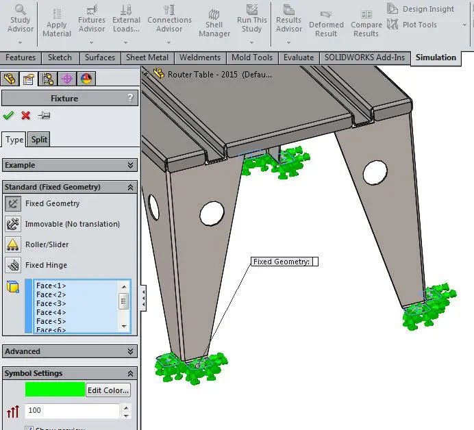 Fixed Geometry in SOLIDWORKS Simulation