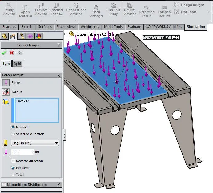 Fixtures and Loads in SOLIDWORKS Simulation