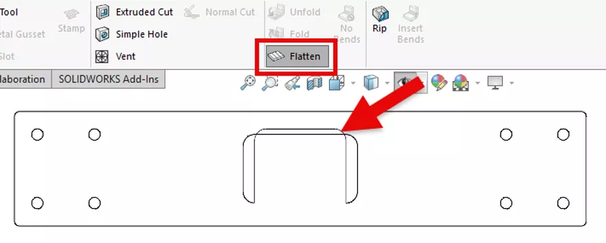 Flatten Tool in SOLIDWORKS Sheet Metal