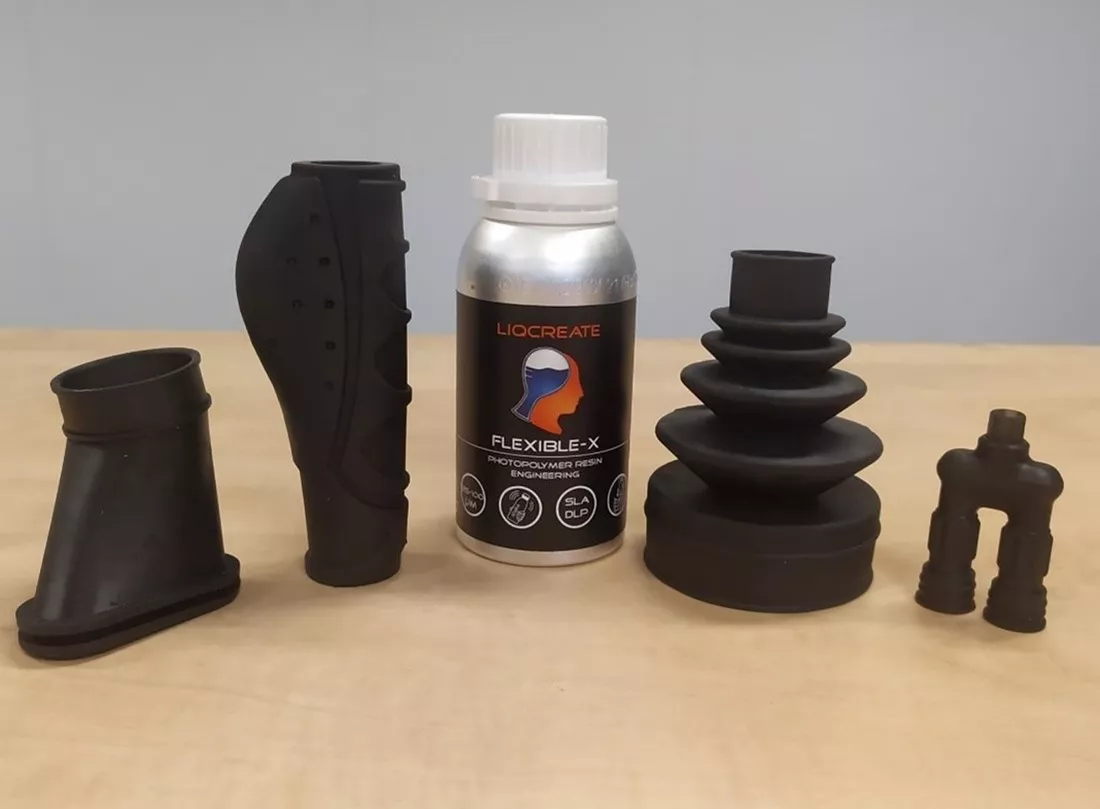 Parts printed on Stratasys Origin One with Flexible-X resin