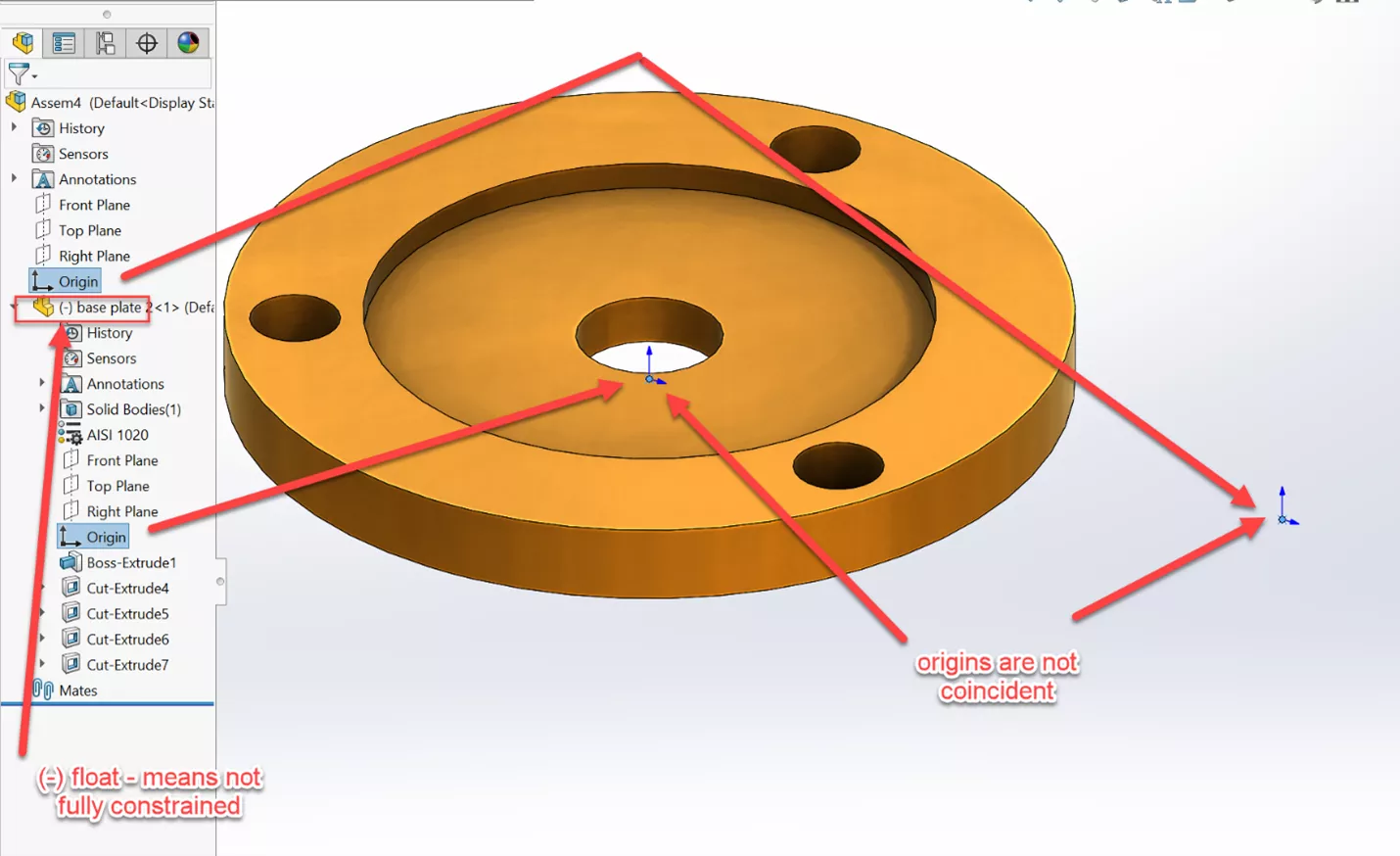 Floating Components (f) SOLIDWORKS Assembly