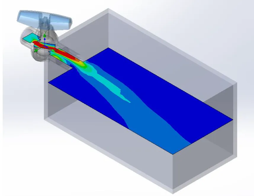 The fluid plume generates in the pseudo-external environment created attached to the valve