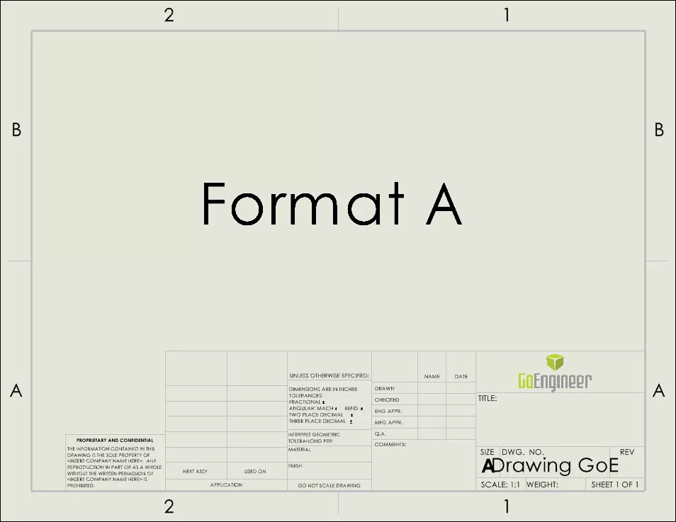 b size drawing dimensions template