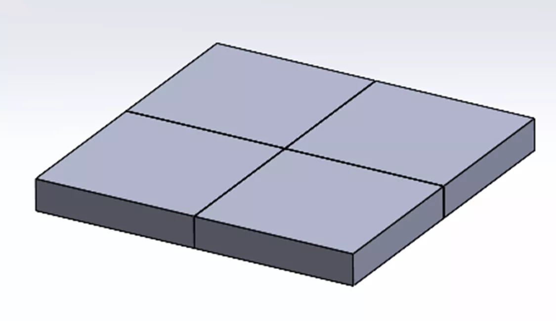 Four Resulting Bodies in SOLIDWORKS 