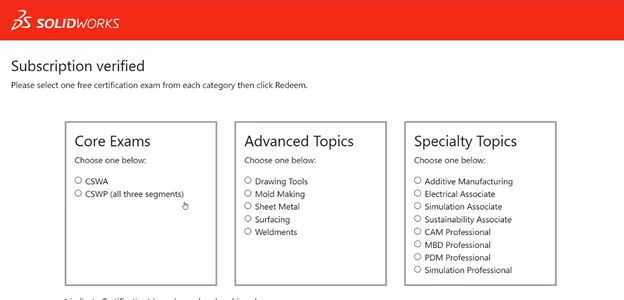 Free SOLIDWORKS Certification Exam Categories
