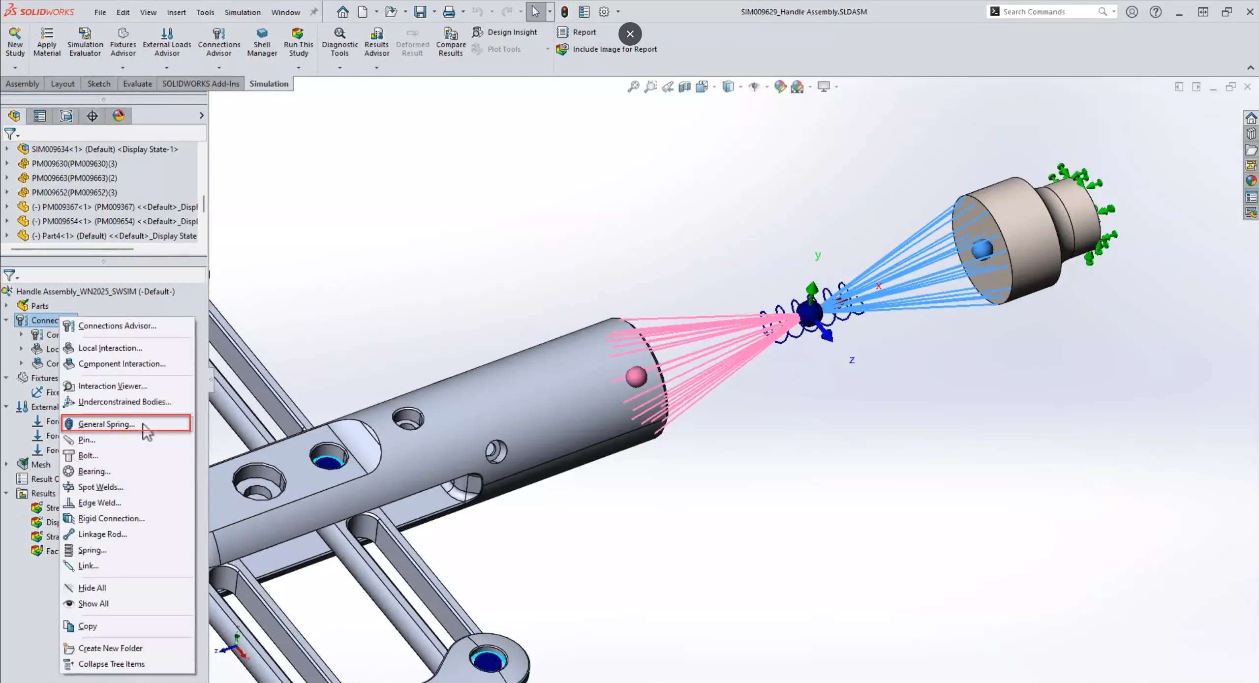 New General Spring Connector Type in SOLIDWORKS Simulation 2025