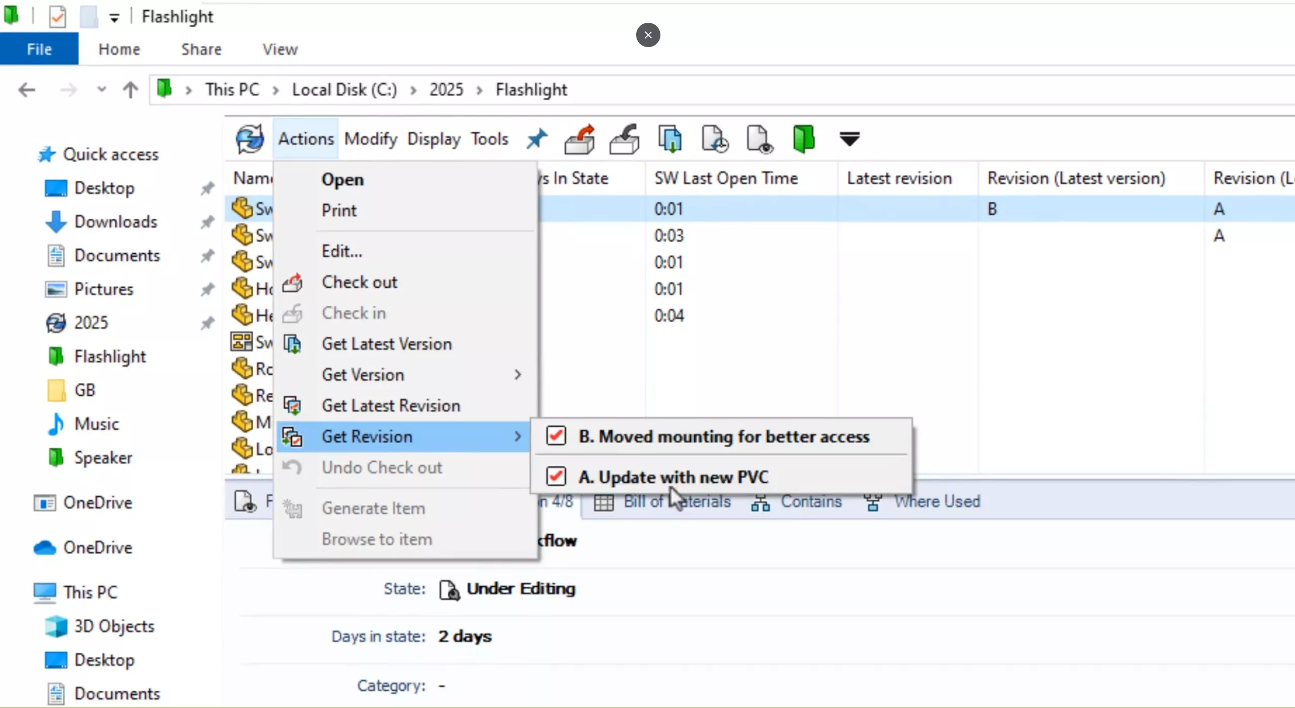 Get Revisions in SOLIDWORKS PDM 2025