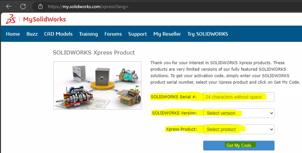 Get SOLIDWORKS Xpress Product Code MySolidWorks 
