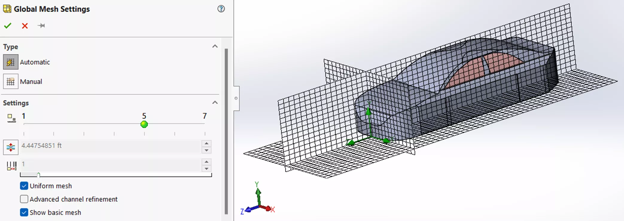 Global Mesh Settings SOLIDWORKS Flow Simulation