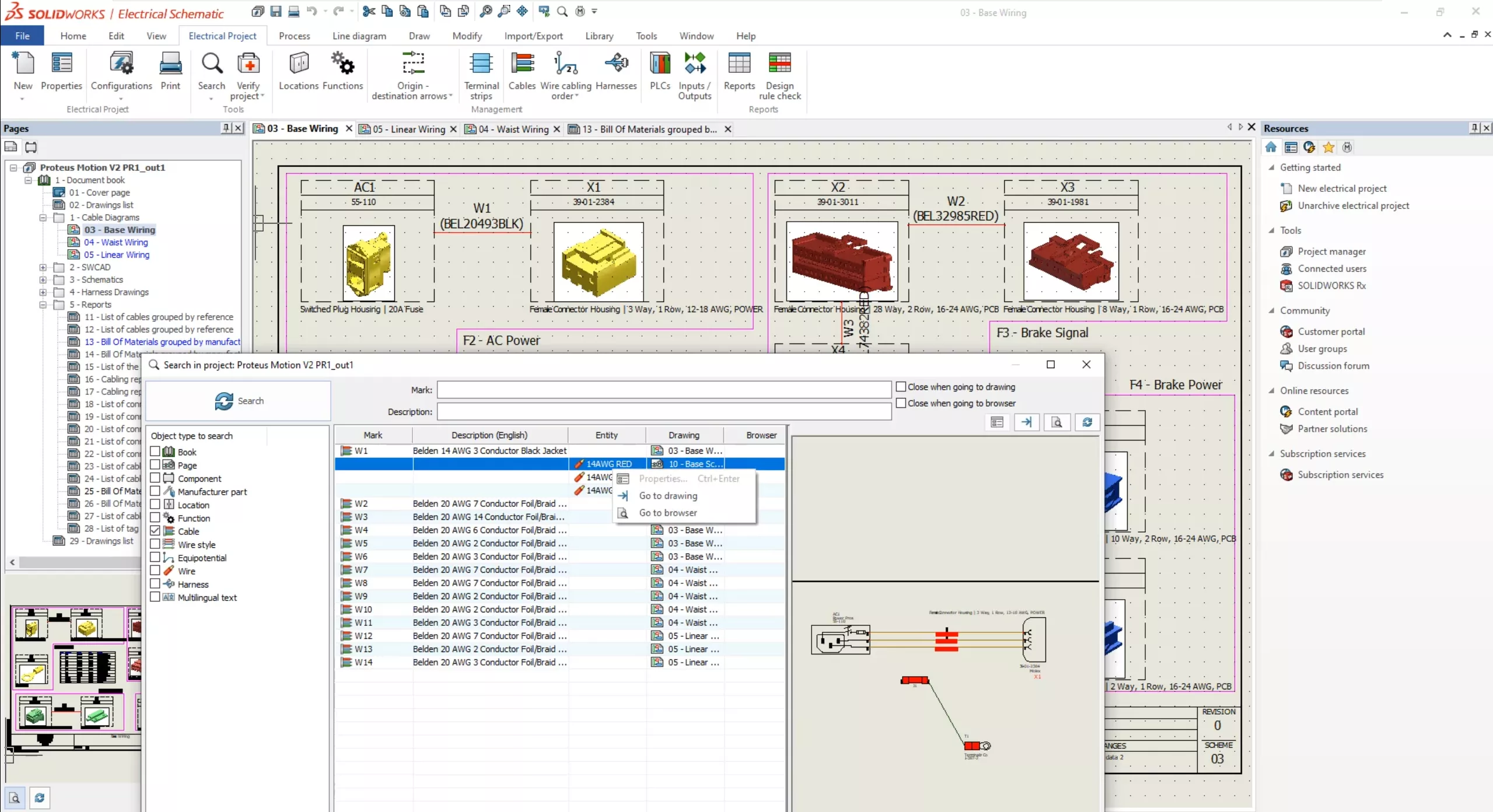 Go to Browser Option in SOLIDWORKS Electrical 2025