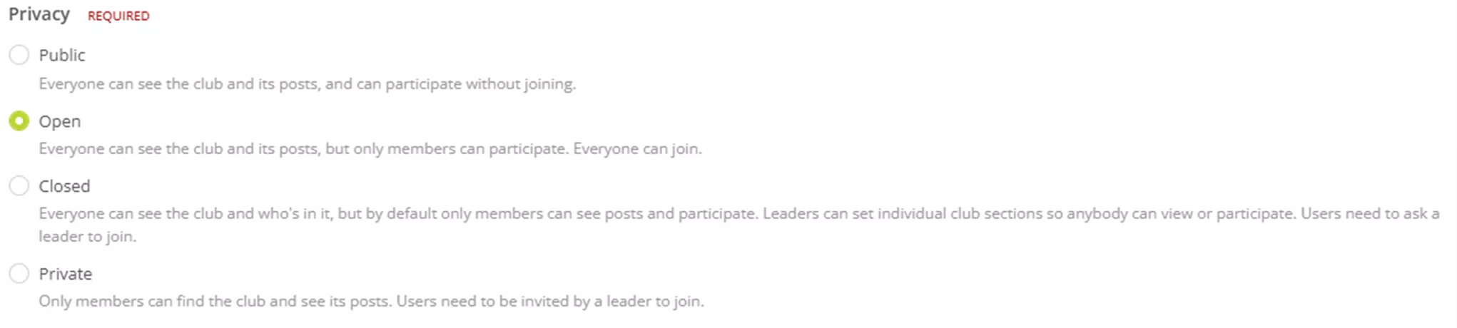 GoEngineer Community User Group Privacy Settings