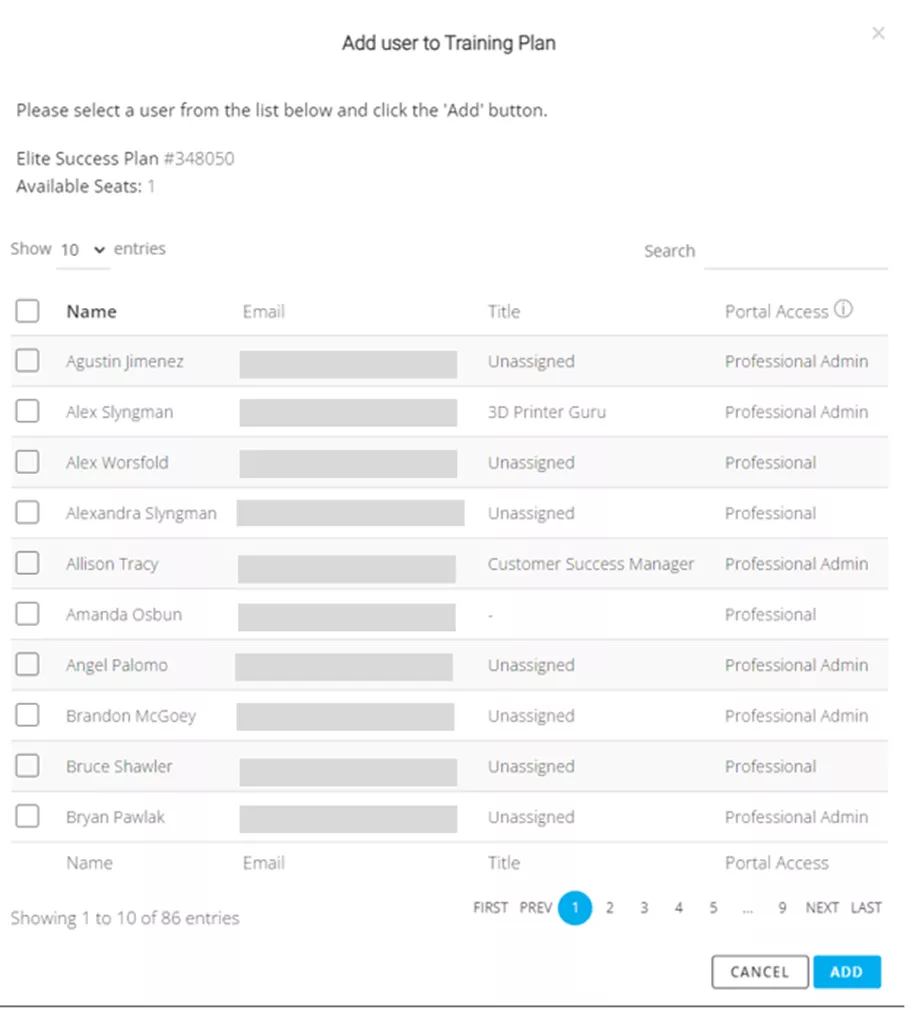 Add User to Training Plan GoEngineer Customer Portal