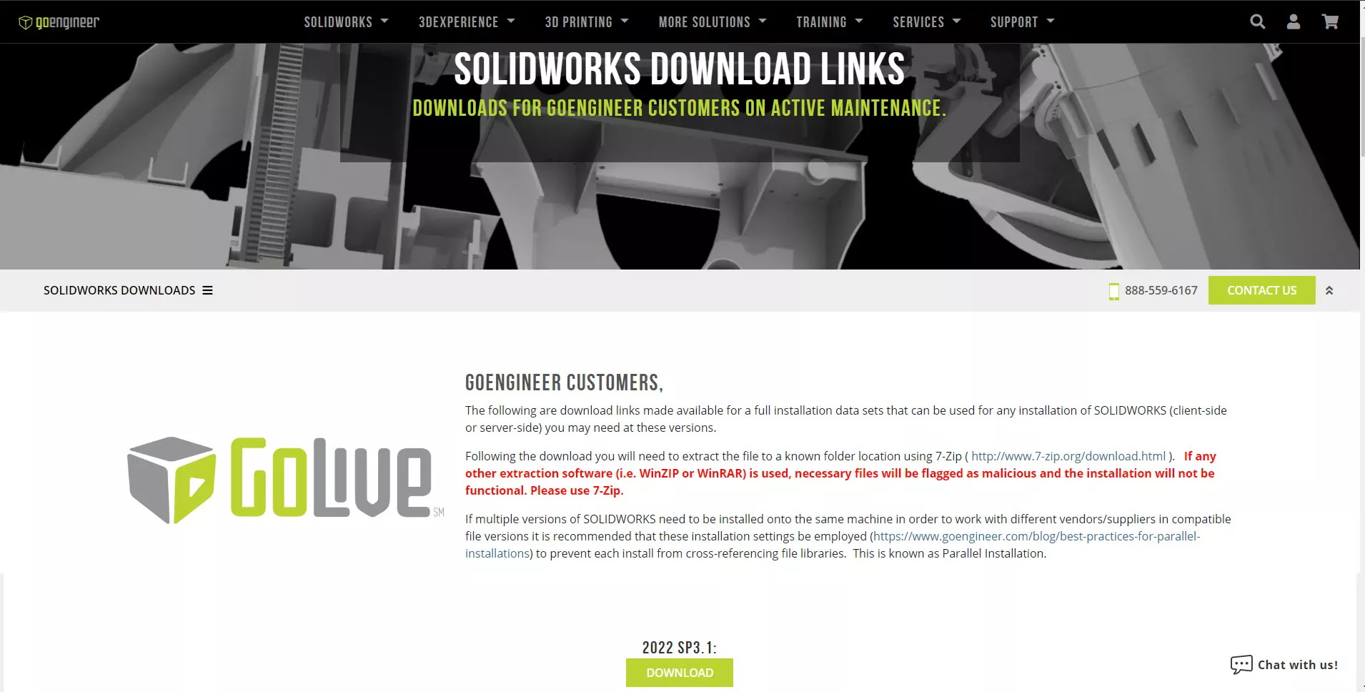 GoEngineer SOLIDWORKS Download Links Page 