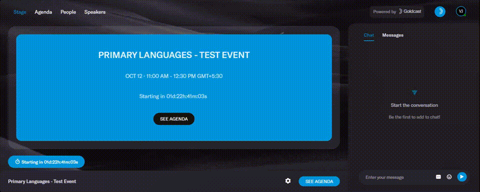 GoldCast Language Selection - User Interface