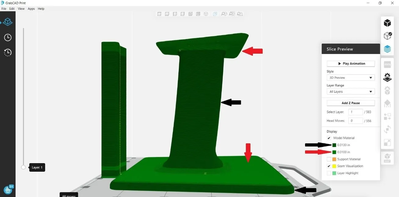 GrabCAD Print Adaptive Slicing Example