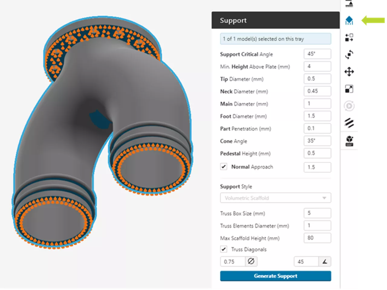 GrabCAD Print Generate Supports for Origin One