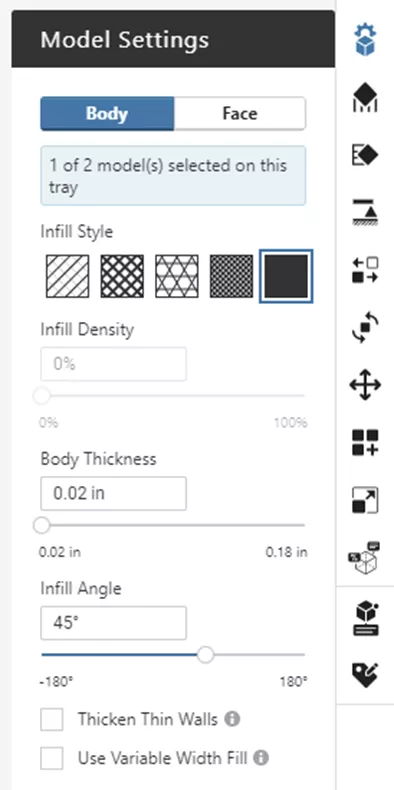 GrabCAD Print Thicken Thin Walls Option Under Model Settings