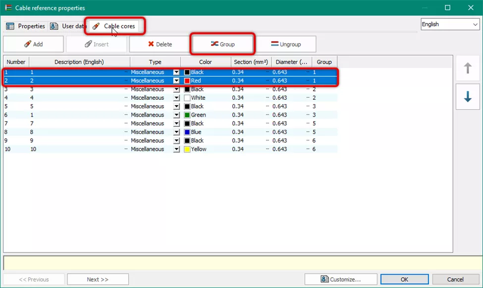 Group Conductor Pairs in SOLIDWORKS Electrical