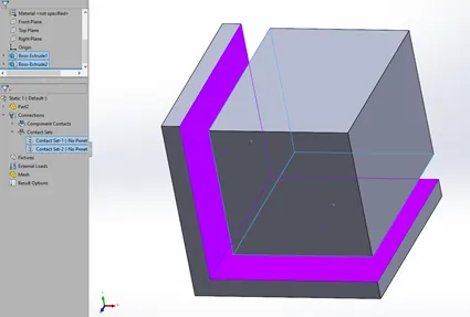 grouping faces onto a single Origin or set 1 box solidworks simulation