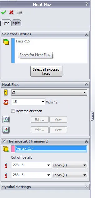 heat flux solidworks simulation