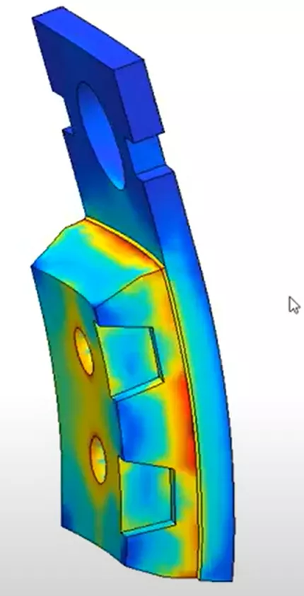 Heatsink Stress Results in SOLIDWORKS Simulation