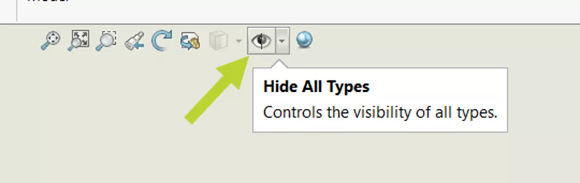 Hide All Types SOLIDWORKS Heads-up Toolbar