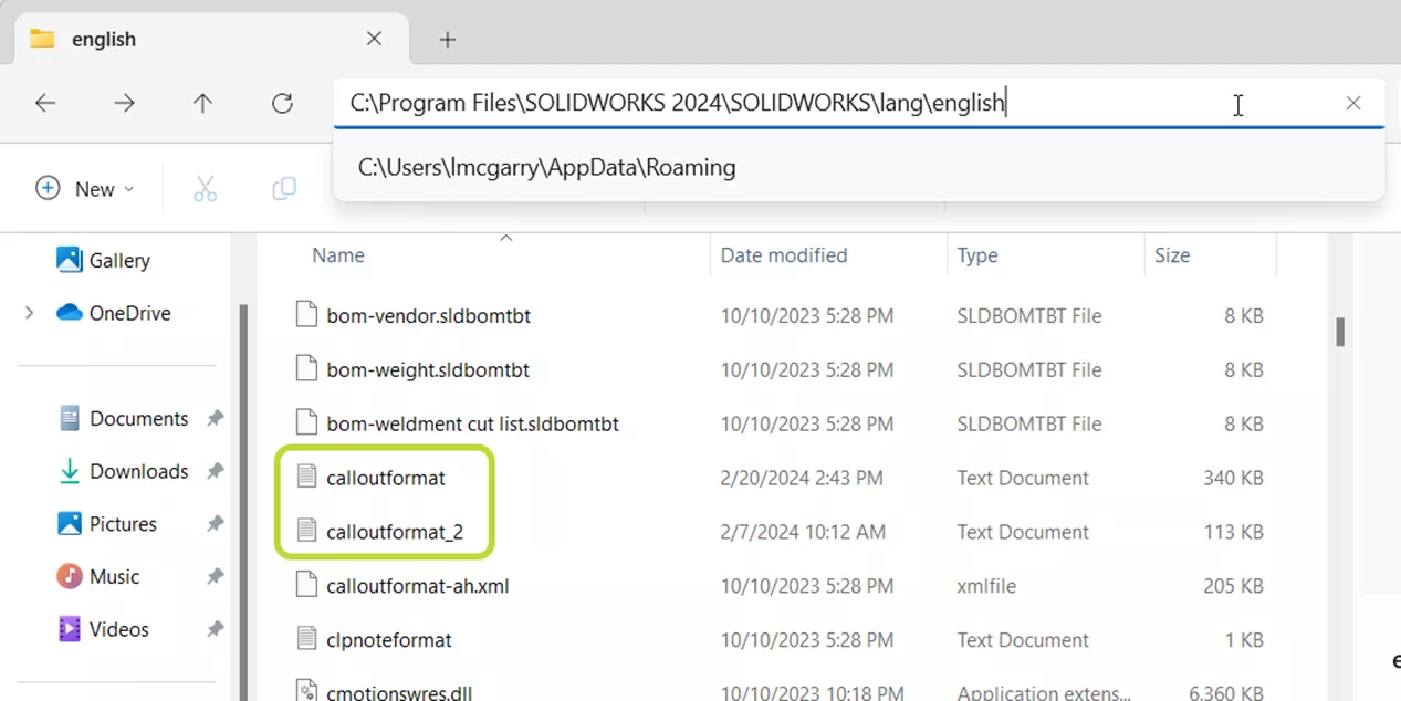 SOLIDWORKS Hole Callout Format File Computer Location