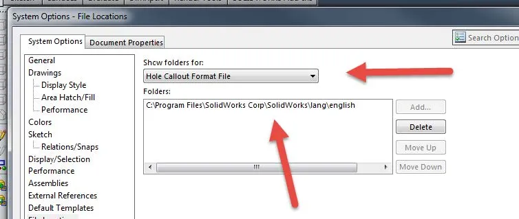 SOLIDWORKS  Hole Callout Format File