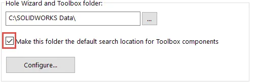 Hole Wizard Toolbox Folder Option On