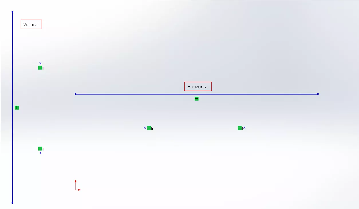 Example of a Horizontal and Vertical SOLIDWORKS Sketch Relation