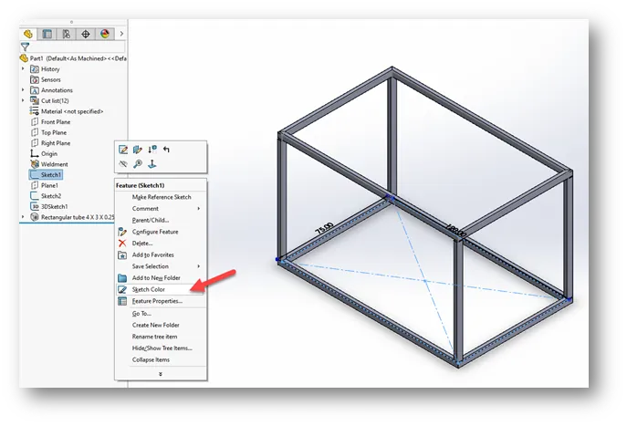 Location of Sketch Color Option in SOLIDWORKS