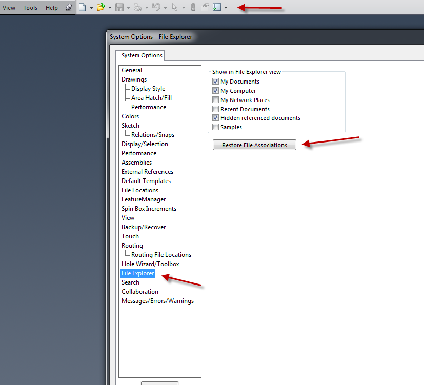 change default file location for solidworks