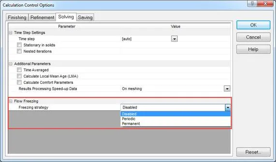 enable flow freezing in solidworks