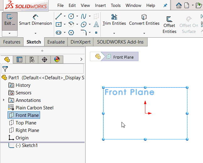 A gif of how to make a sphere in SOLIDWORKS.