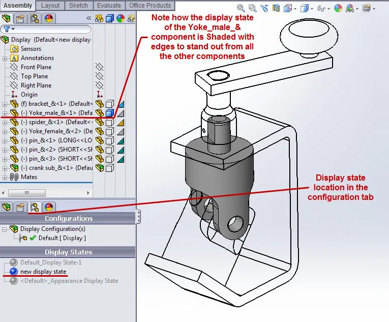 how to use display states in drawings solidworks