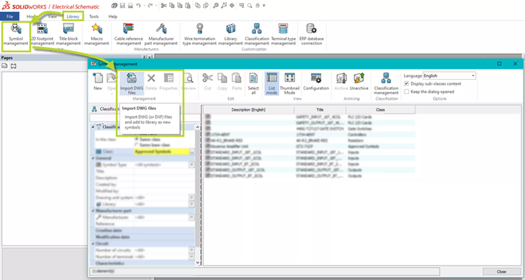 Import DWG Files SOLIDWORKS Electrical Symbol Management Library