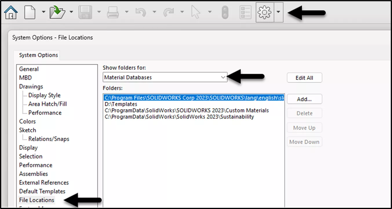 Importing SOLIDWORKS Material Databases