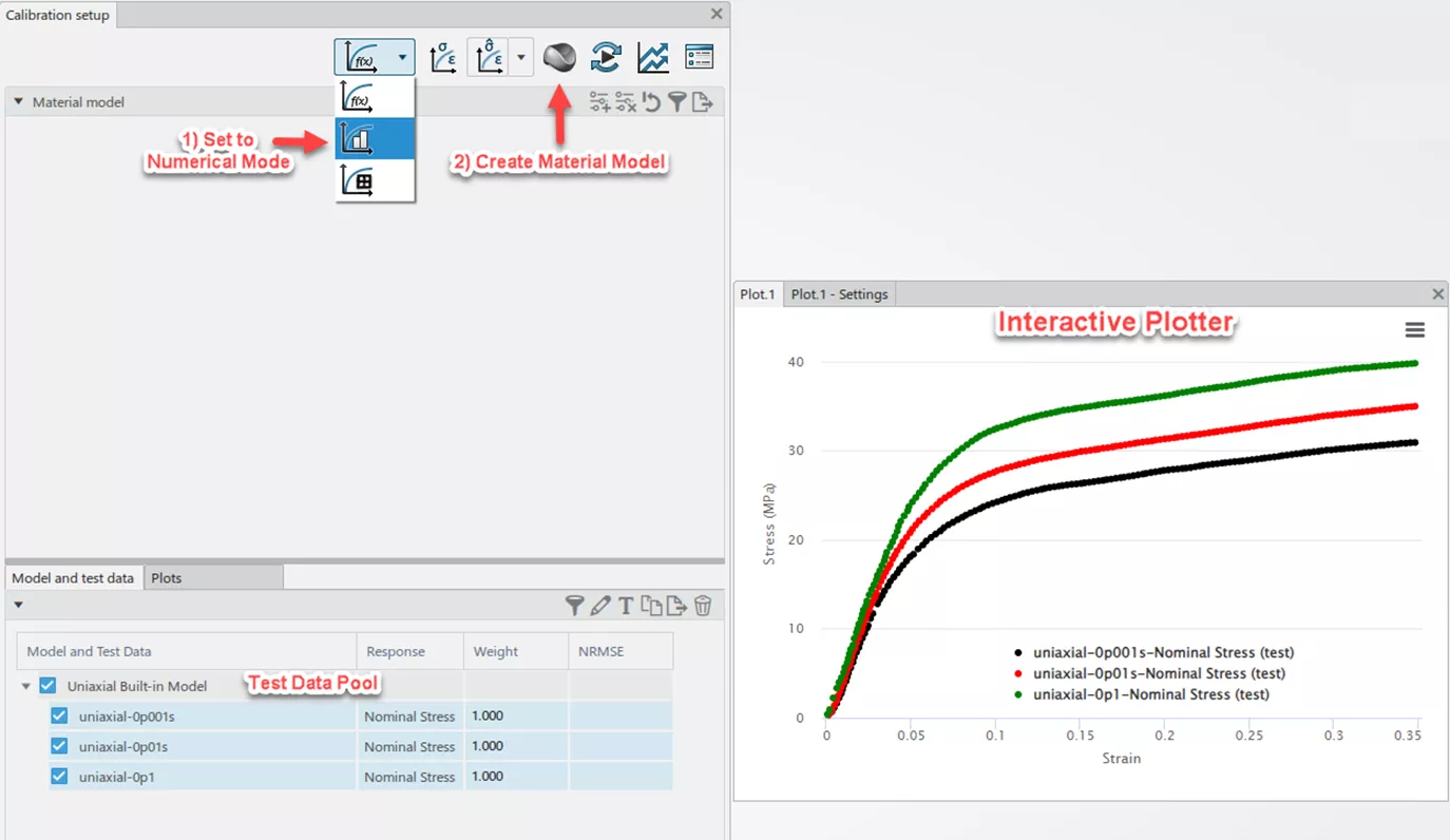 Import Test Data Curves 3DEXPERIENCE Material Calibration App 