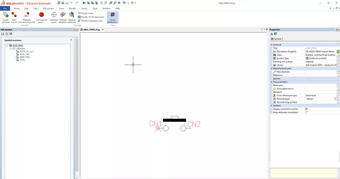 Imported Symbol in SOLIDWORKS Electrical Schematic 