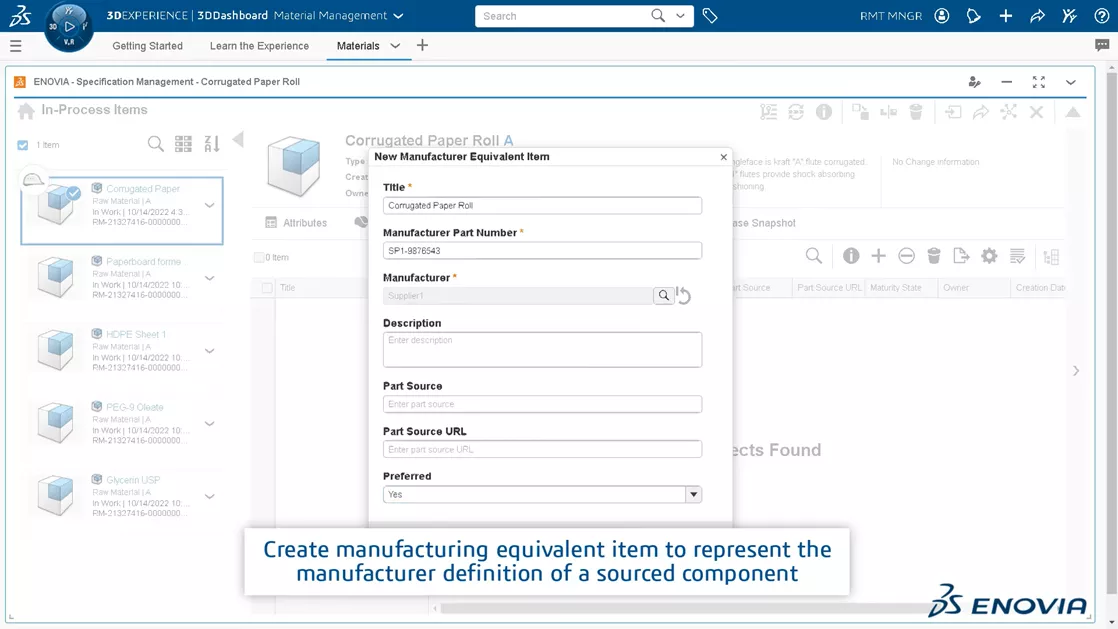 Specification Manager 3DEXPERIENCE Platform