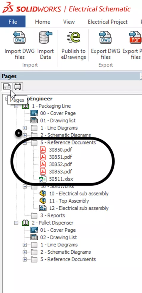 Include External Data Files in a SOLIDWORKS Electrical Project