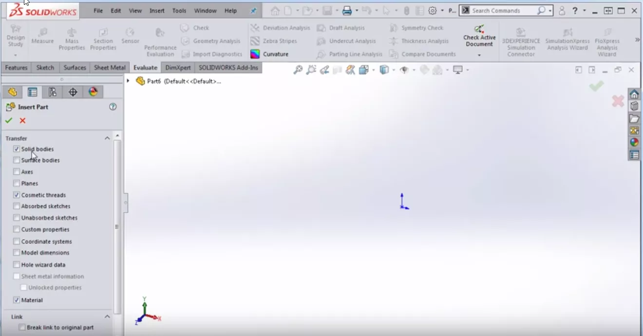 Insert a Part in SOLIDWORKS