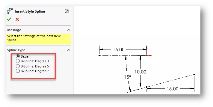 Insert Style Splines SOLIDWORKS 